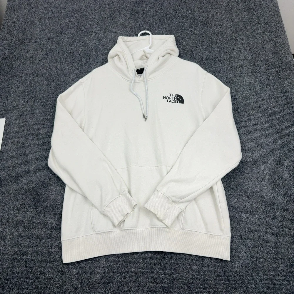 The North Face Hoodie Mens L White Cotton Red Box Logo Pullover Gorpcore